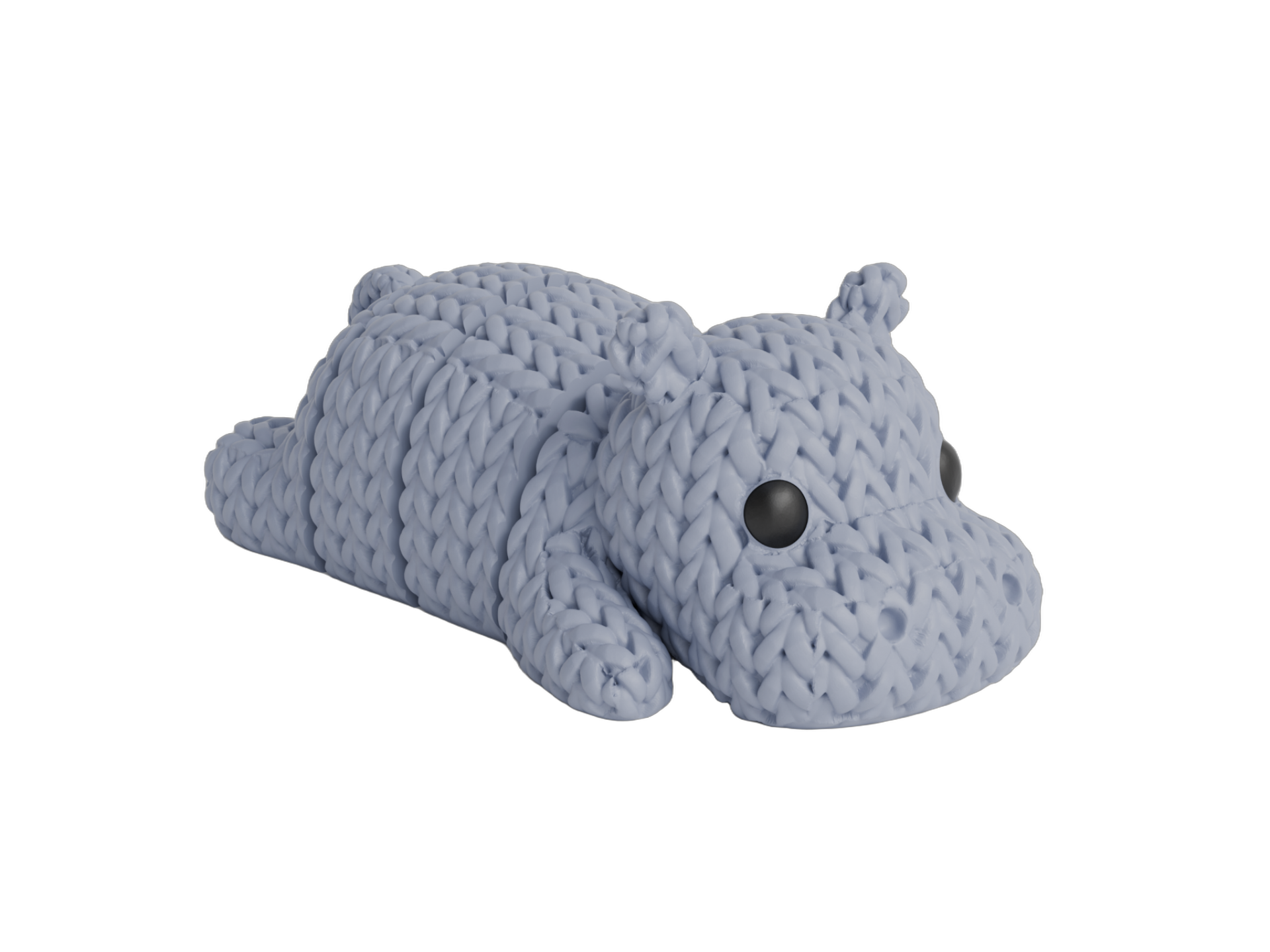 Articulated Hippo animal figure with knit-inspired texture – Way2Cute.co.uk