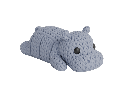 Articulated Hippo animal figure with knit-inspired texture – Way2Cute.co.uk