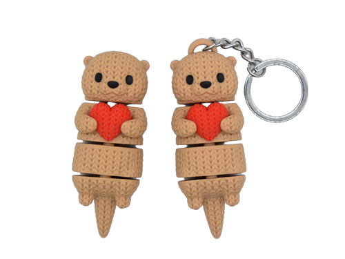Articulated Otter With Heart animal figure with knit-inspired texture – Way2Cute.co.uk