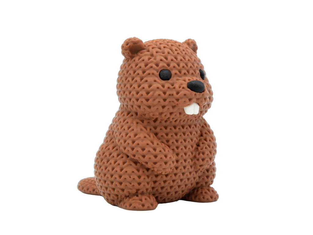 Beaver animal figure with knit-inspired texture – Way2Cute.co.uk