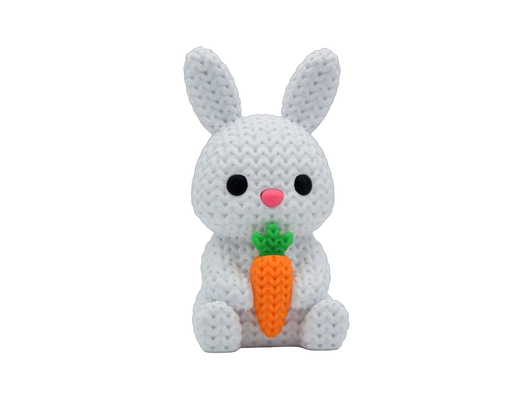 Bunny With Carrot - Easter animal figure with knit-inspired texture – Way2Cute.co.uk