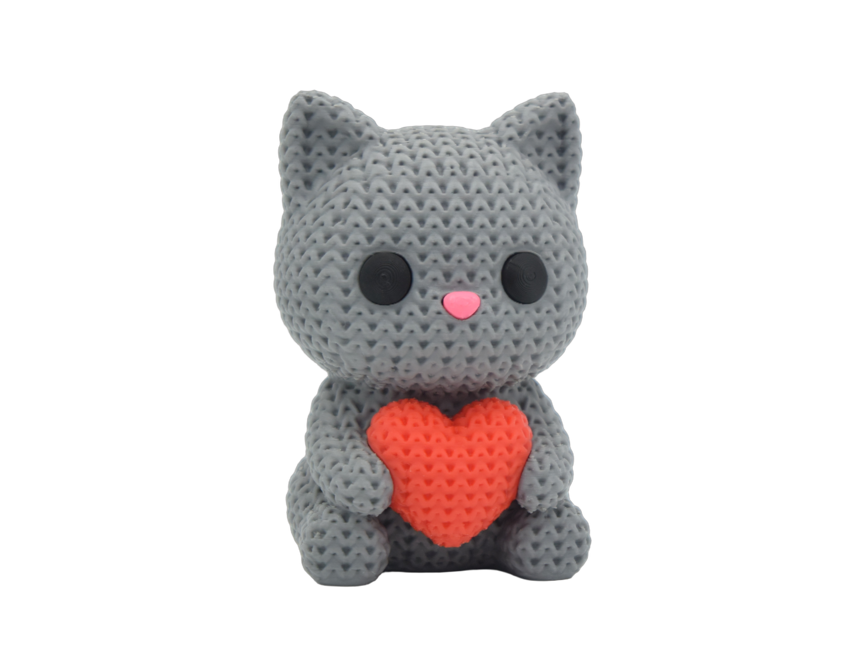 Cat With Heart animal figure with knit-inspired texture – Way2Cute.co.uk