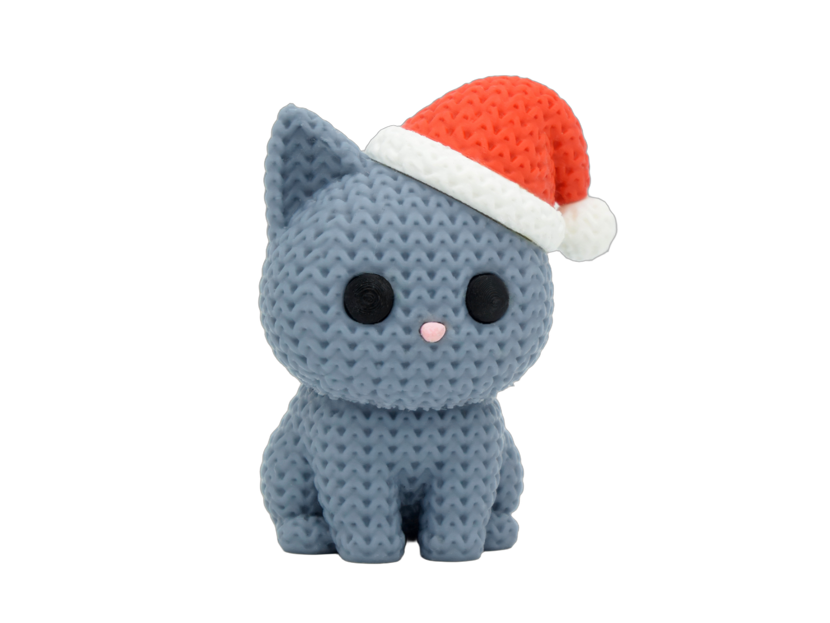 Cat with Santa Hat animal figure with knit-inspired texture – Way2Cute.co.uk