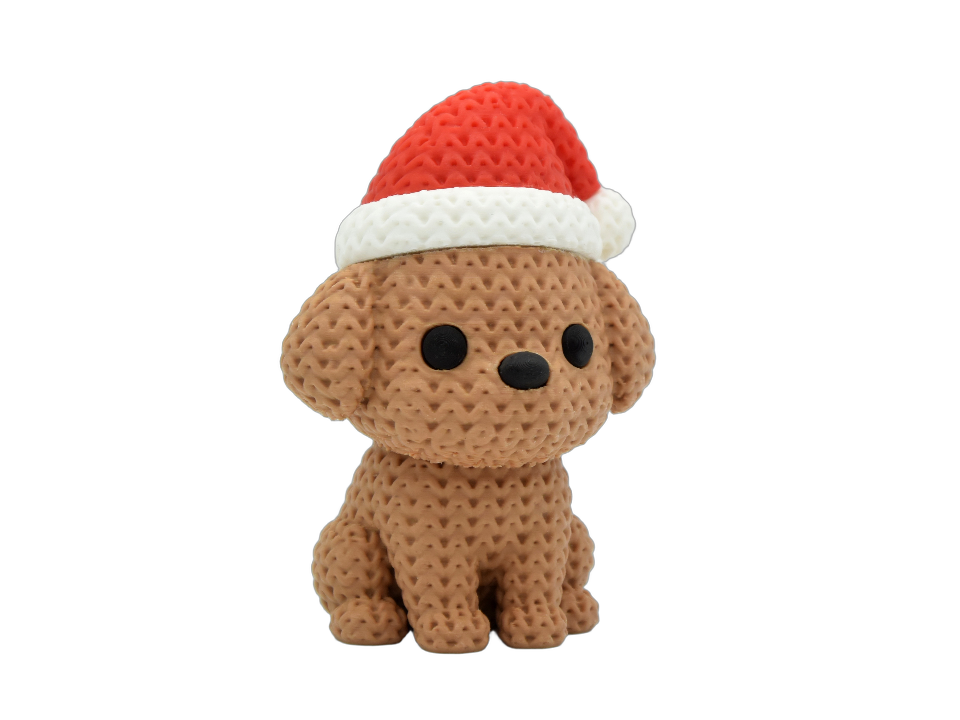 Dog with Santa Hat animal figure with knit-inspired texture – Way2Cute.co.uk