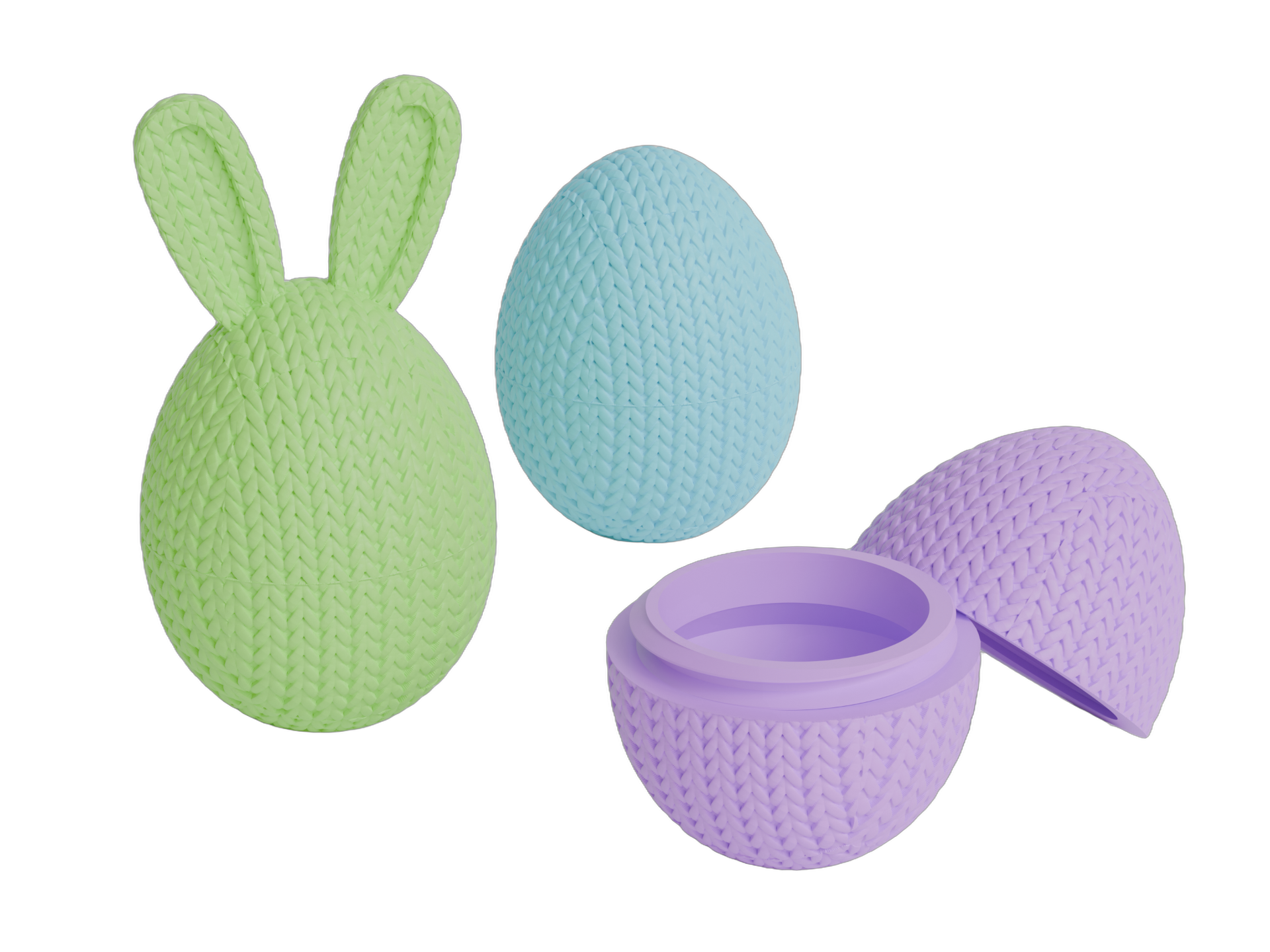 Easter Egg Container With Bunny Ears animal figure with knit-inspired texture – Way2Cute.co.uk