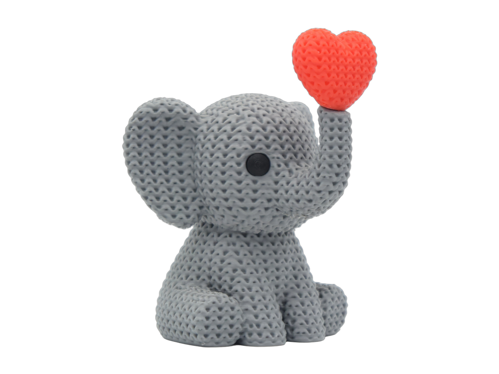 Elephant Blowing Heart animal figure with knit-inspired texture – Way2Cute.co.uk