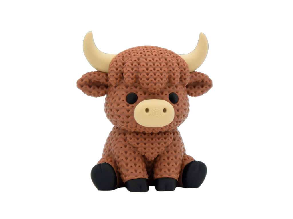Highland Cow animal figure with knit-inspired texture – Way2Cute.co.uk