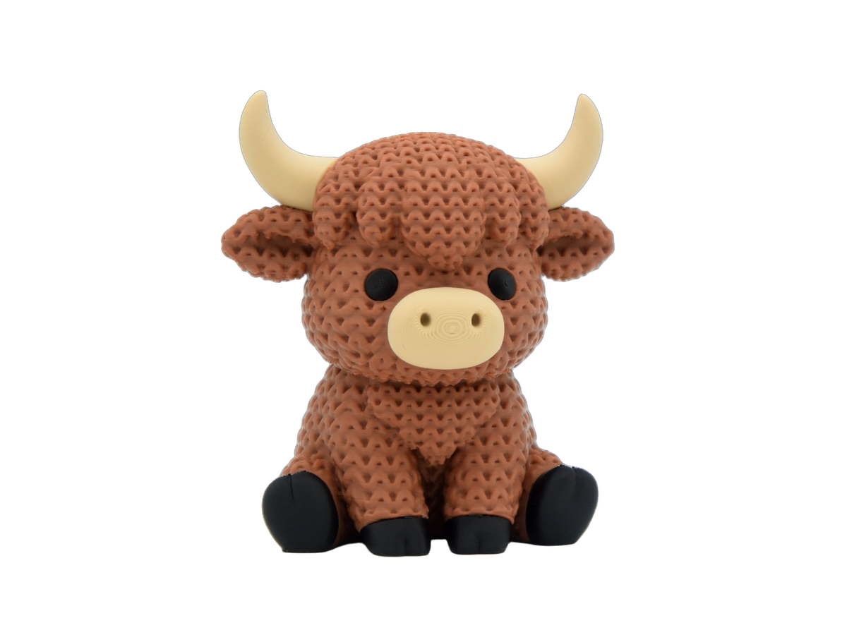 Highland Cow animal figure with knit-inspired texture – Way2Cute.co.uk