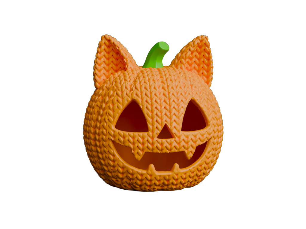 Jack-O-Lantern Cat Pumpkin animal figure with knit-inspired texture – Way2Cute.co.uk