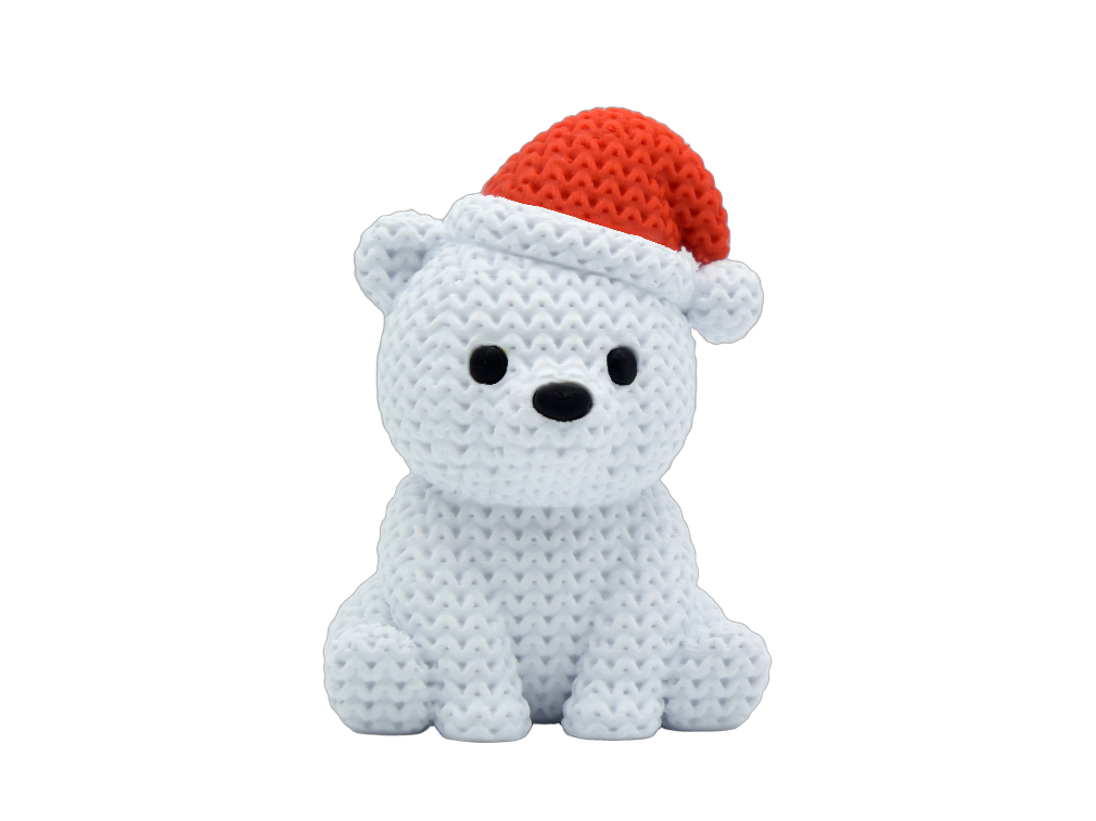 Polar Bear with Santa Hat animal figure with knit-inspired texture – Way2Cute.co.uk