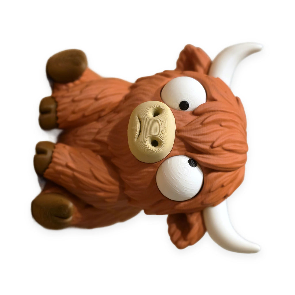 Goofy Highland Cow – Moving Eyes – view 2 – Way2Cute.co.uk