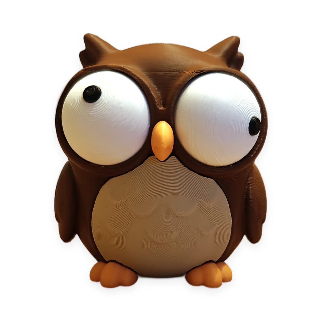 Goofy Owl – Moving Eyes – view 2 – Way2Cute.co.uk